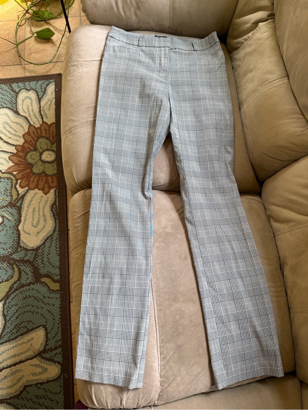 Soho Gray Plaid Straight Leg Trousers
